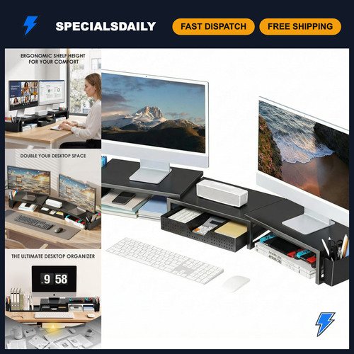 Dual monitor stand riser with - dual,
