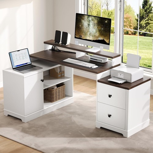 Shaped computer desk - 67",