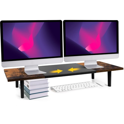 Brown dual monitor stand riser - dual,